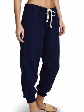 9seed Fire Island Navy Surf Cotton Gauze Pants Size M/L Luxury Resort Wear